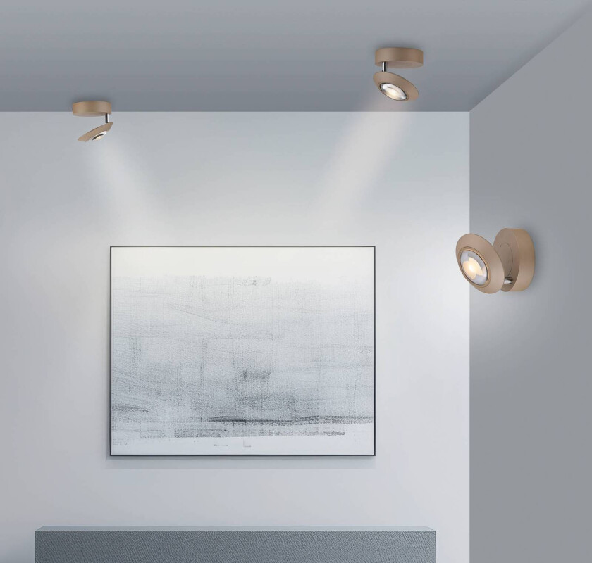 PURE LED-taklampe Oculis bronsefarget, Ø 15 cm jern/glass