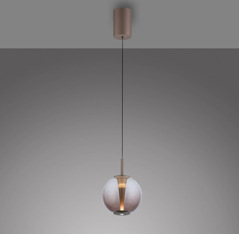 PURE LED-pendellampe Infinity, bronse/rav, Ø 18 cm, CCT