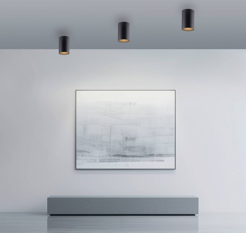 PURE LED-taklampe til bad Point, svart Ø 6 cm, metall, IP44