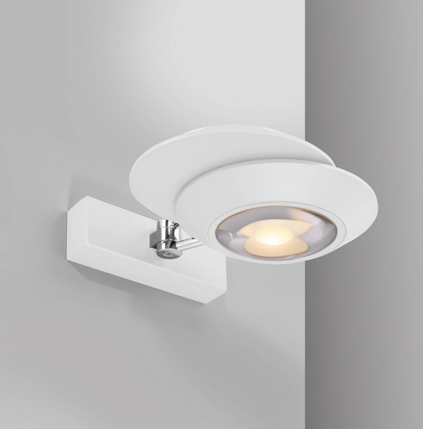 PURE LED-vegglampe Oculis, hvit, 30 cm, jern/glass, 2 lyskilder