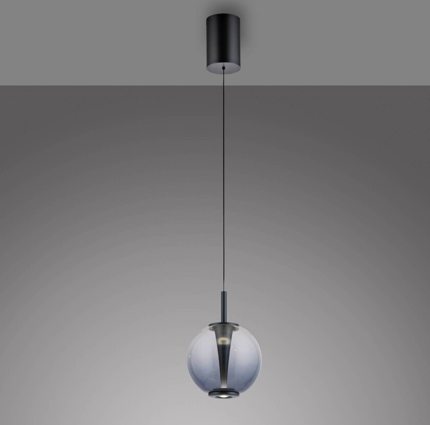 PURE LED-pendellampe Infinity, grå/røykgrå, Ø 18 cm, CCT