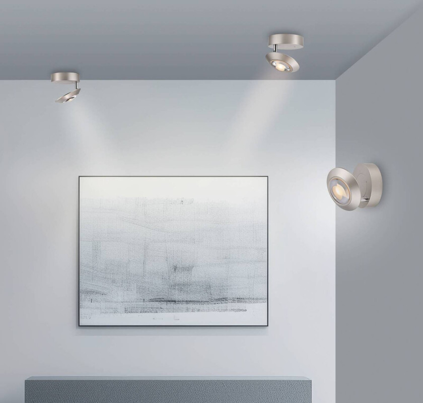 PURE LED-taklampe Oculis, sølvfarget Ø 15 cm jern/glass