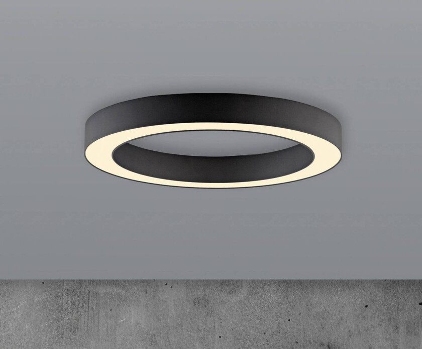 PURE LED-taklampe Lines, Ø 35 cm, grafitt, CCT, fjernkontroll