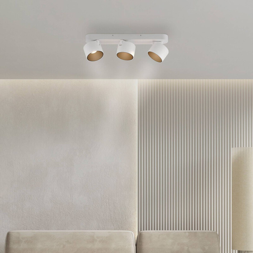 PURE LED-downlight Cup, hvit, lengde 56 cm, metall, 3 lyskilder