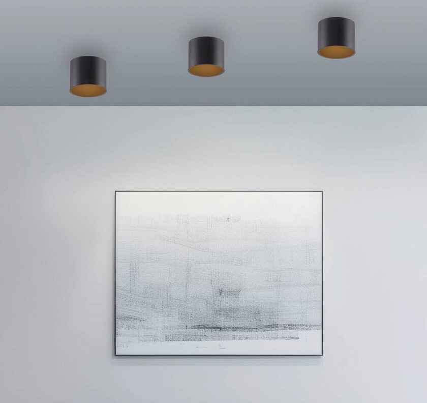 PURE LED-taklampe til bad Point, svart, Ø 18 cm, IP44