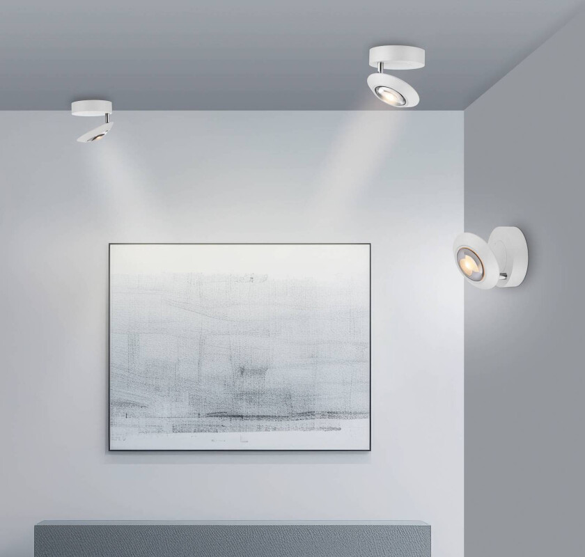 PURE LED-taklampe Oculis, hvit, Ø 15 cm, jern/glass