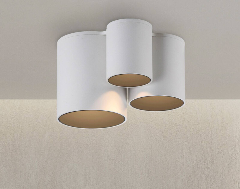 PURE LED-taklampe til bad Point, hvit, lengde 18 cm, 3 lyskilder