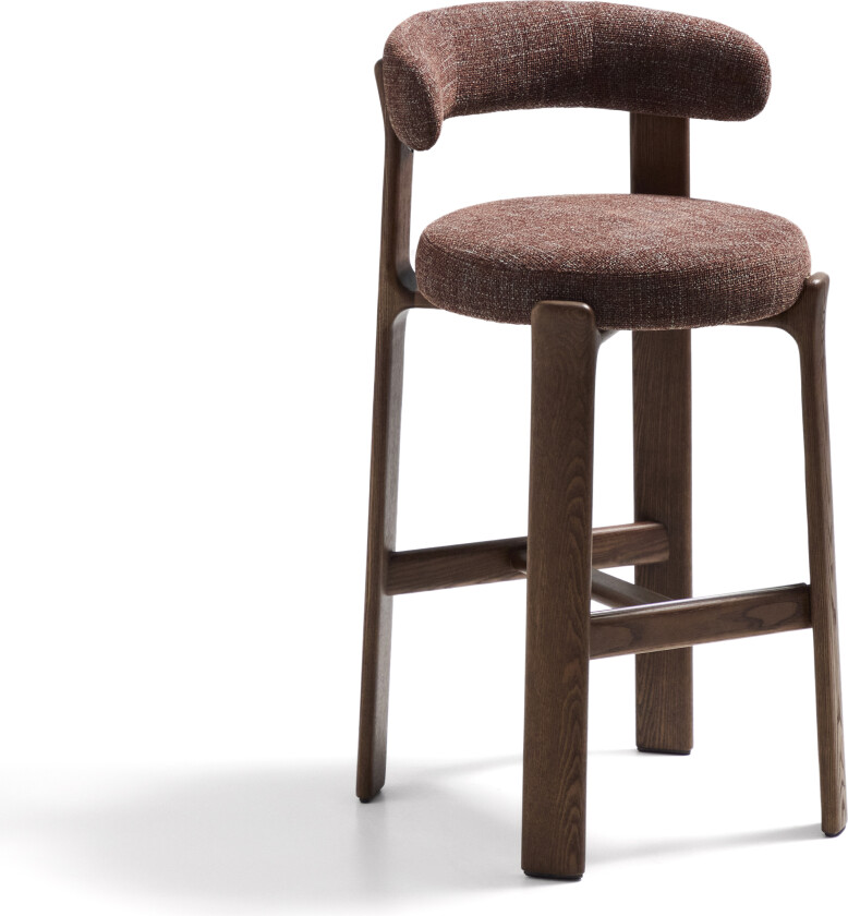 KAVE HOME Granittkrakk i brun chenille og heltre ask med valnøttfarget finish FSC 100% 75