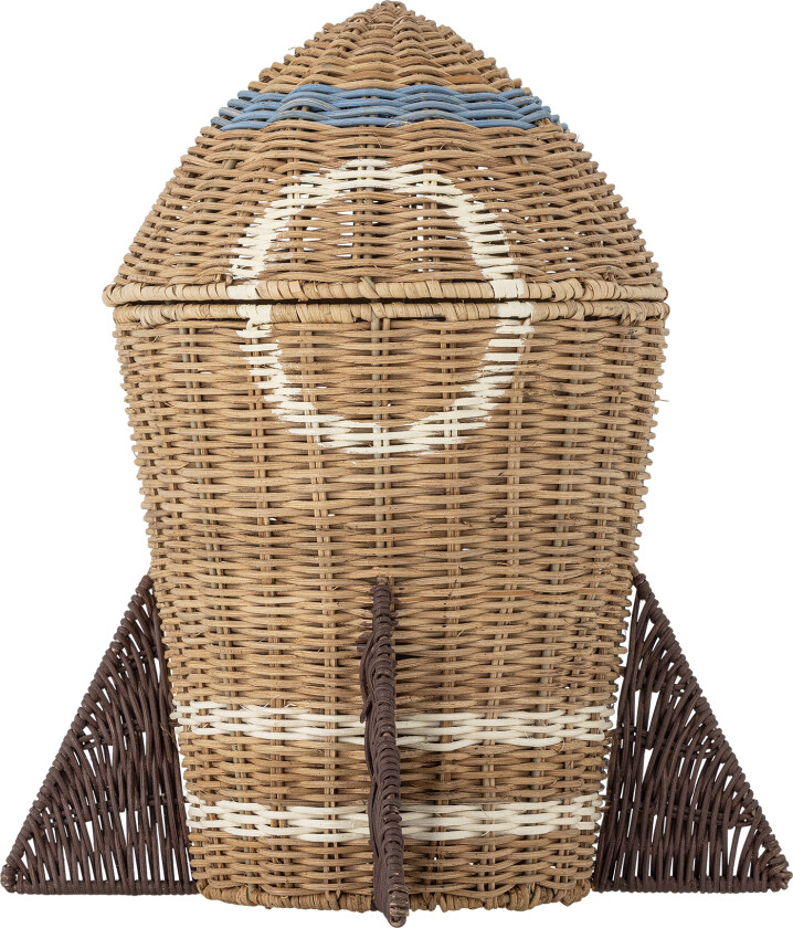 BLOOMINGVILLE MINI Space-kurv med lokk, naturlig, rotting (D31xH35 cm)