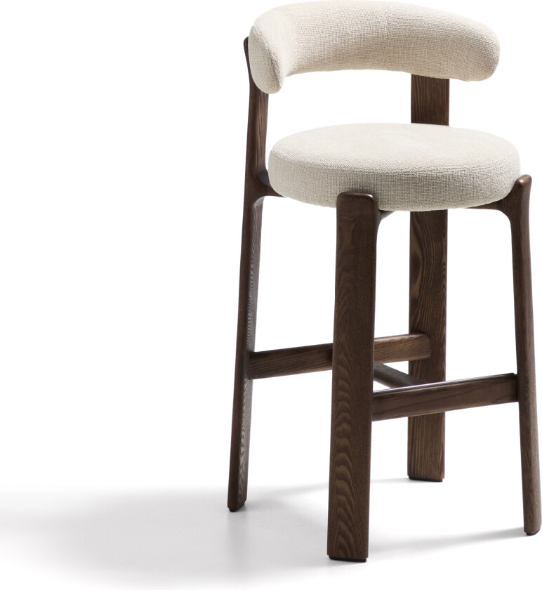 KAVE HOME Granittkrakk i beige chenille og heltre ask med valnøttfarget finish FSC 100% 75