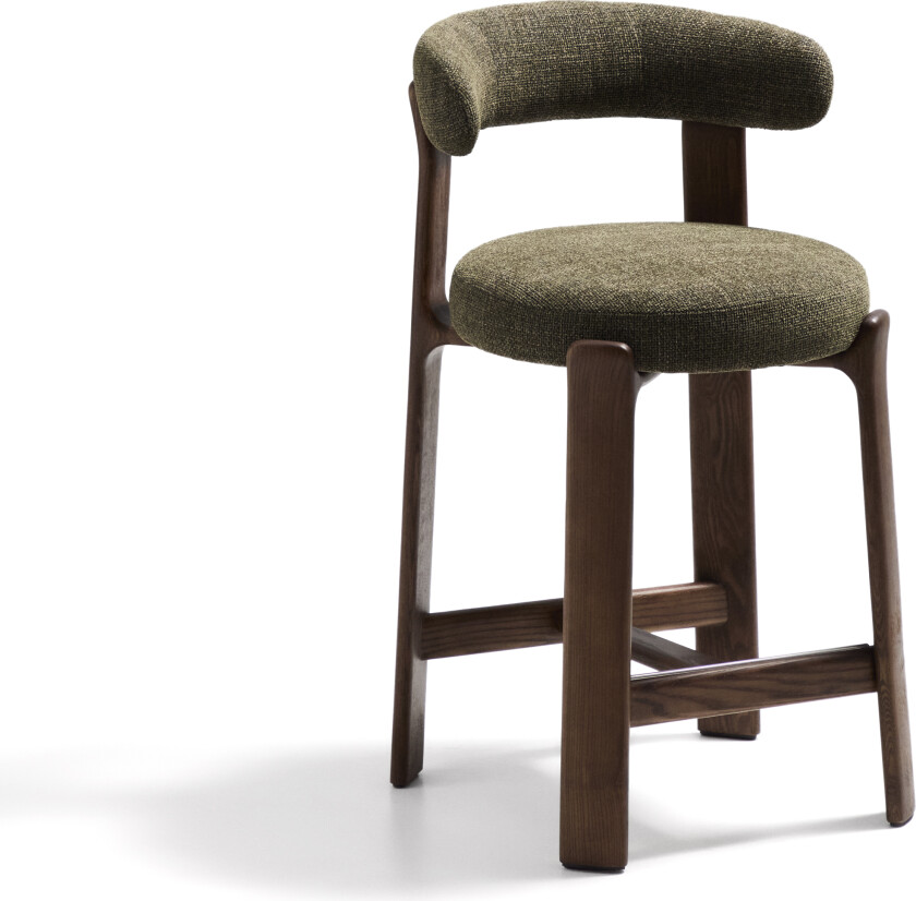 KAVE HOME Granittkrakk i grønn chenille og heltre ask med valnøttfarget finish FSC 100% 65