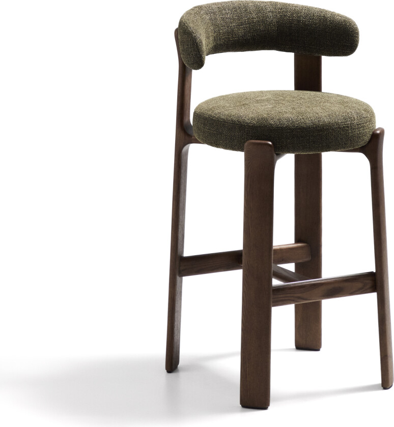 KAVE HOME Granittkrakk i grønn chenille og heltre ask med valnøttfarget finish FSC 100% 75