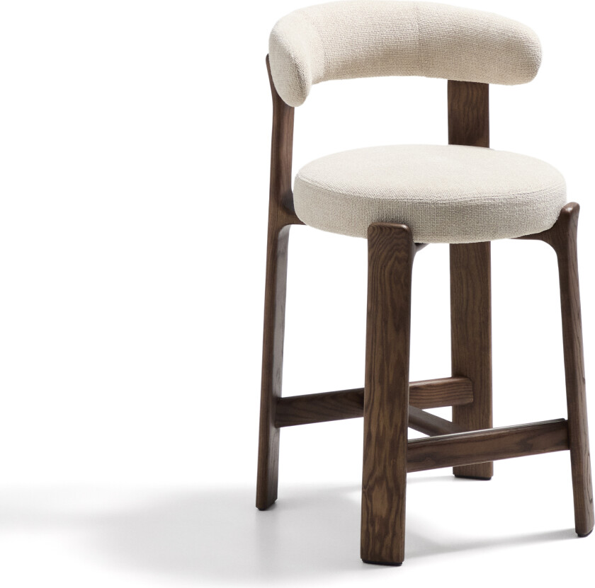 KAVE HOME Granittkrakk i beige chenille og heltre ask med valnøttfarget finish FSC 100% 65