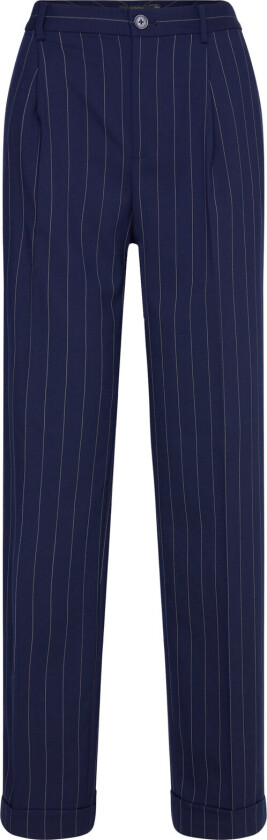 Pinstripe Wool-Blend Twill Pant - Navy - 32