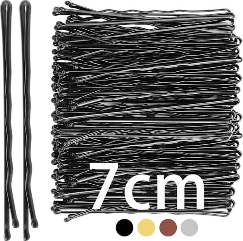 7 cm hårklemmer 50 stk - Sorte hårnåler, hårnålsett for kvinner og jenter, bølgete Kirby-klemmer - Perfekt for oppsett og styling, ideell for alle typer hår