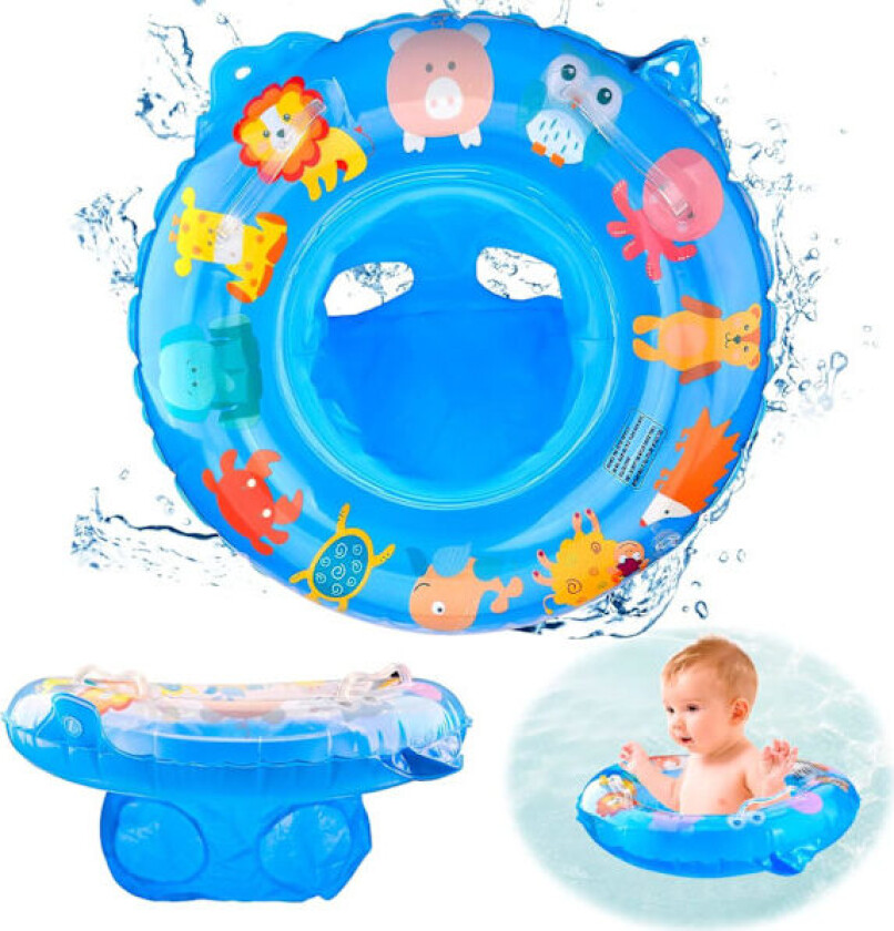 Oppblåsbar Baby Badering, Justerbar Oppblåsbar Midjeflåte med Flytende Sete, Baby Bassengsete, Svømmetrener for 6-36 Måneder Barn