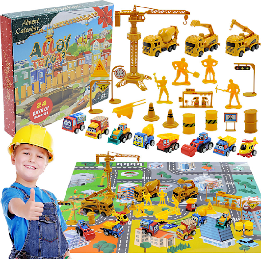 Adventskalender for barn 2024, Lekebiler for 3-8 år gamle gutter Adventskalender 2024 Lekebiler for barn