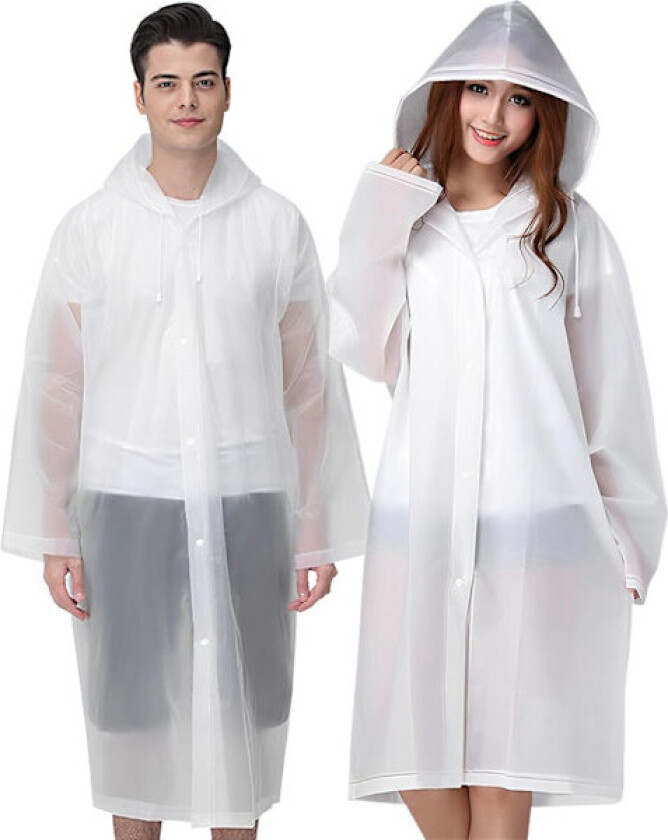 Regnponcho Regnfrakker for Voksne, 2 Pakke Gjenbrukbar Regnjakke Regntøy med Hetter og Ermer, Vanntett for Nødsituasjoner, Utendørs, Camping