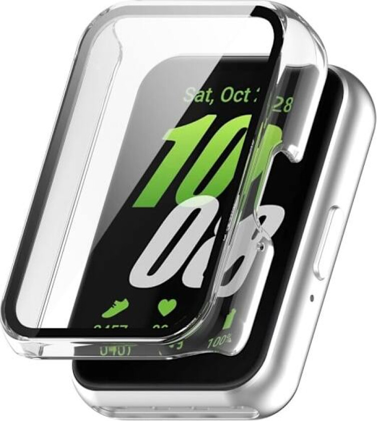 Samsung Galaxy Fit3 (SM-R390) Etui med skjermbeskytter i herdet glass Fullt dekkende hardt støtsikkert urdeksel - Gjennomsiktig