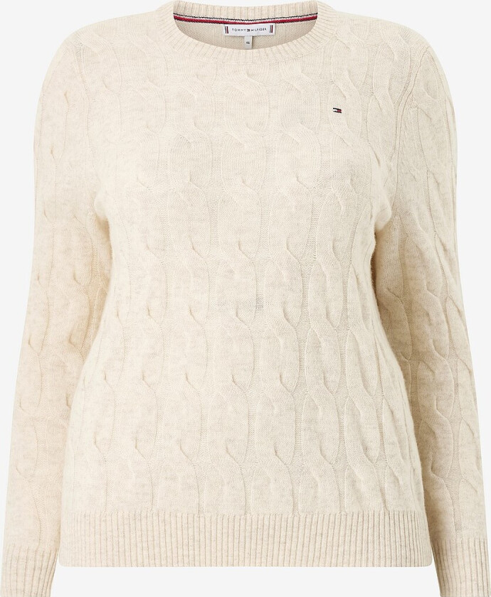 Genser Crv Soft Wool Cable C-nk LS Swt - Hvit