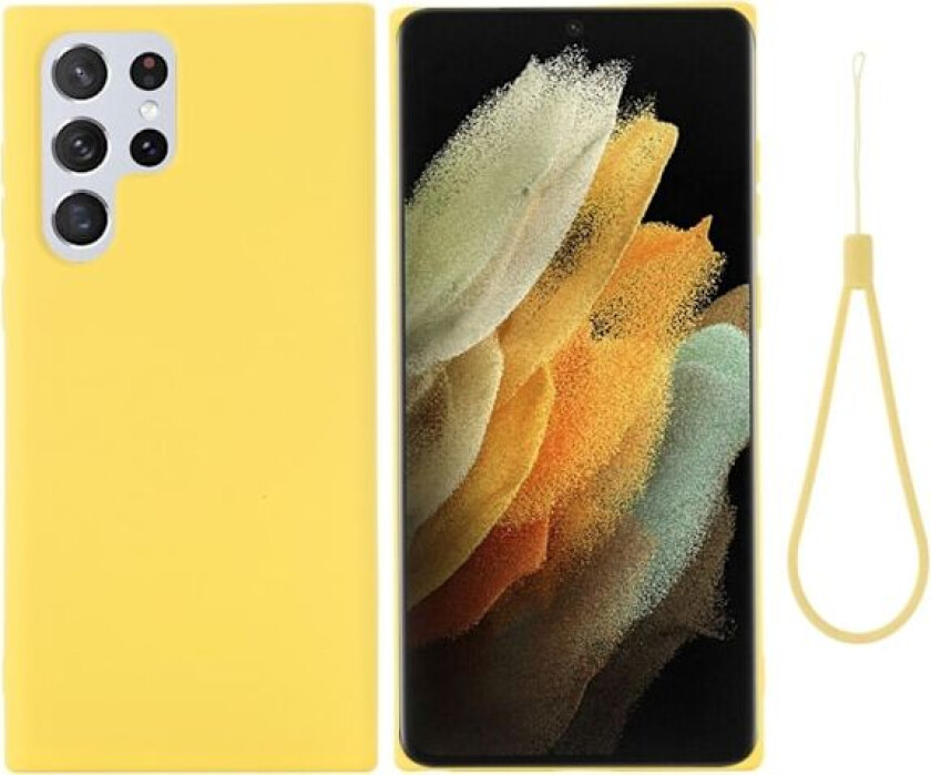 Matt flytende silikondeksel for Samsung Galaxy S22 Ultra - Gul