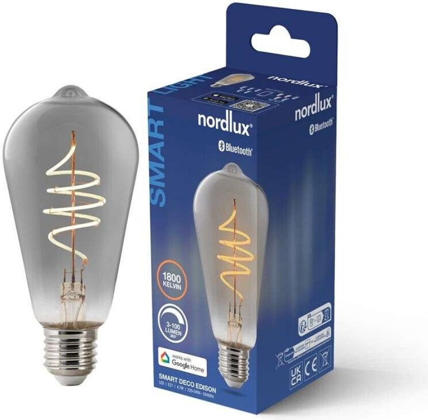 - Pære Smart LED 4,7W (100lm) E27 Deco Edison Smoke
