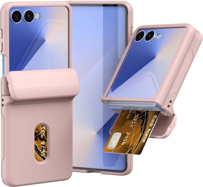 Samsung Galaxy Z Flip7 Hard Plast Deksel m. Kortholder - Rosa