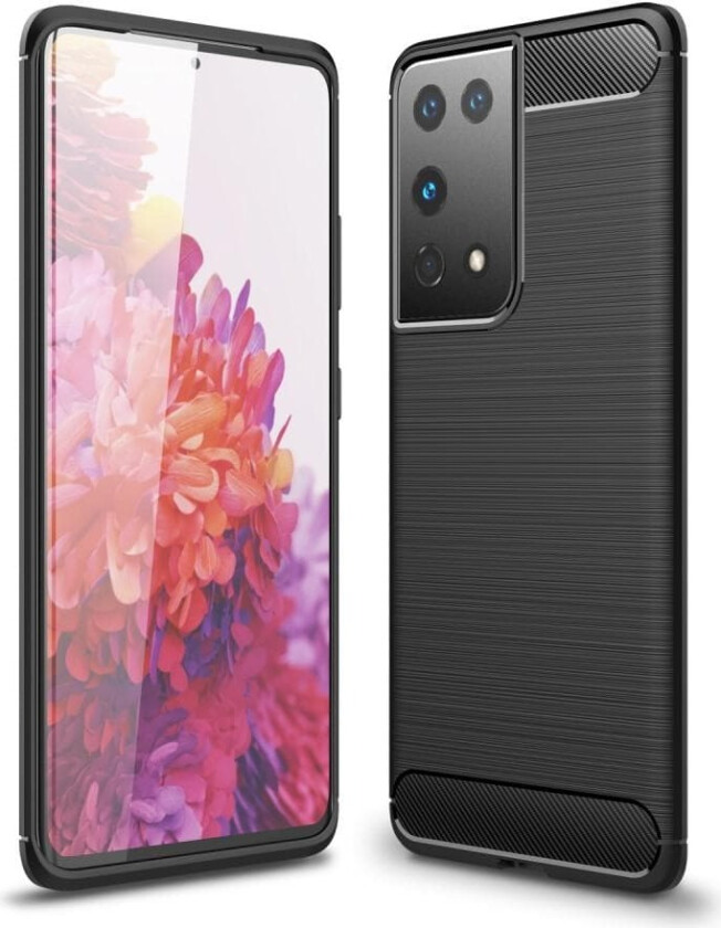 Samsung Galaxy S21 Ultra Karbonfiber Teksturdeksel - Svart