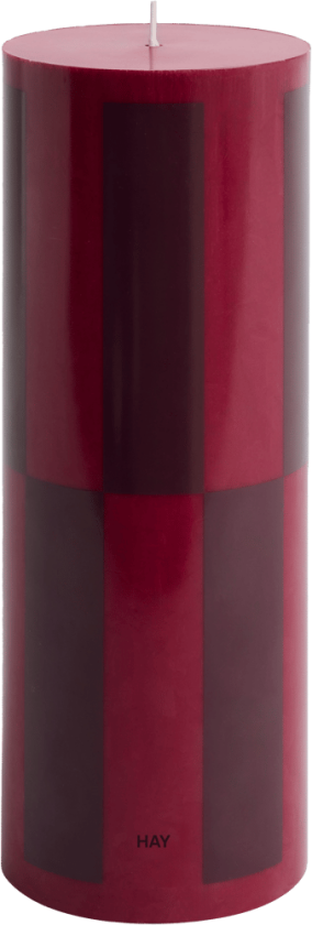 Bilde av Column Candle kubbelys large 25 cm Wine-bordeaux large check
