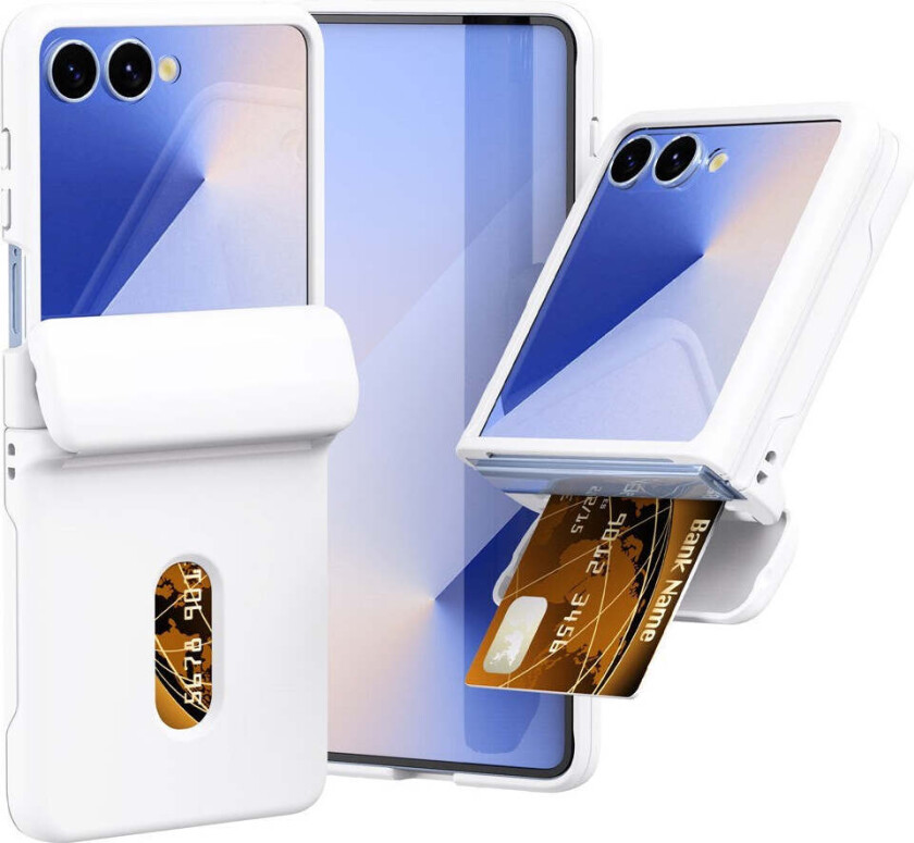 Samsung Galaxy Z Flip7 Hard Plast Deksel m. Kortholder - Hvit