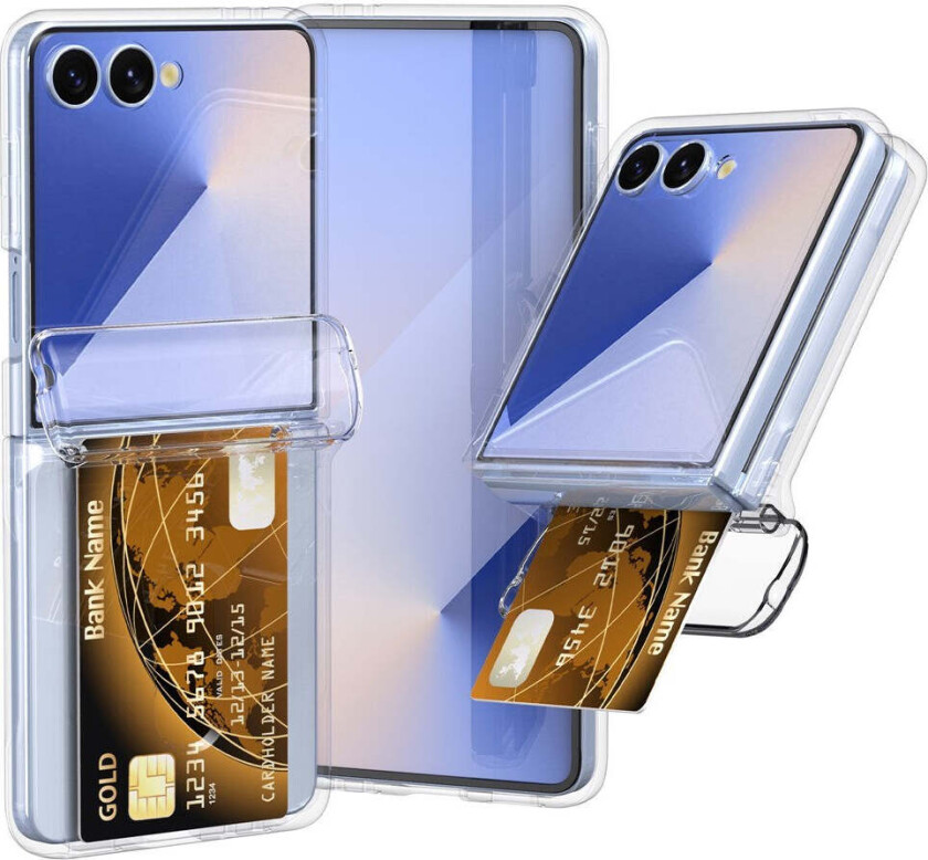 Samsung Galaxy Z Flip7 Hard Plast Deksel m. Kortholder - Gjennomsiktig