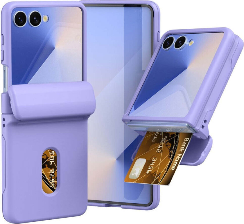 Samsung Galaxy Z Flip7 Hard Plast Deksel m. Kortholder - Lilla