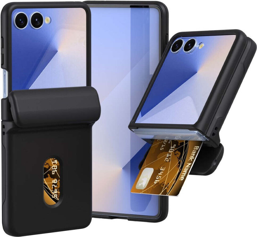 Samsung Galaxy Z Flip7 Hard Plast Deksel m. Kortholder - Svart