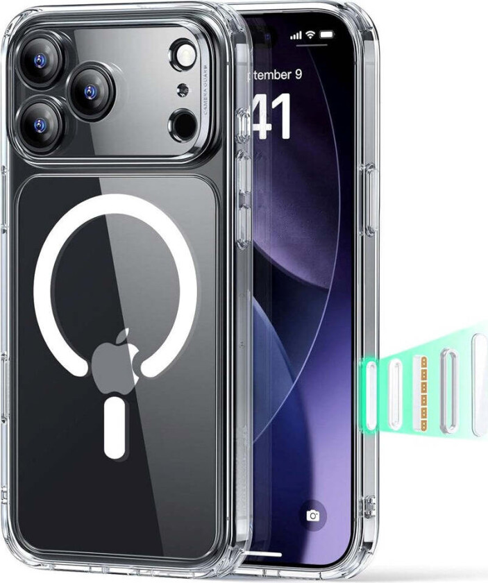 iPhone 17 Pro Classic Hybrid Deksel med Kamerakontrollknapp – MagSafe Kompatibel – Gjennomsiktig