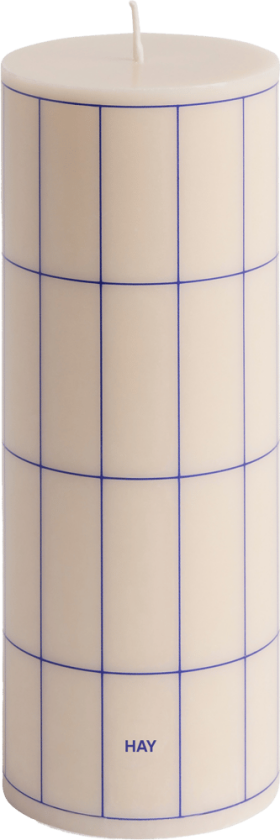 Bilde av Column Candle kubbelys medium 20 cm Off white-blue grid check