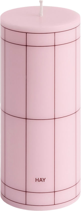 Bilde av Column Candle kubbelys small 15 cm Light pink-bordeaux grid