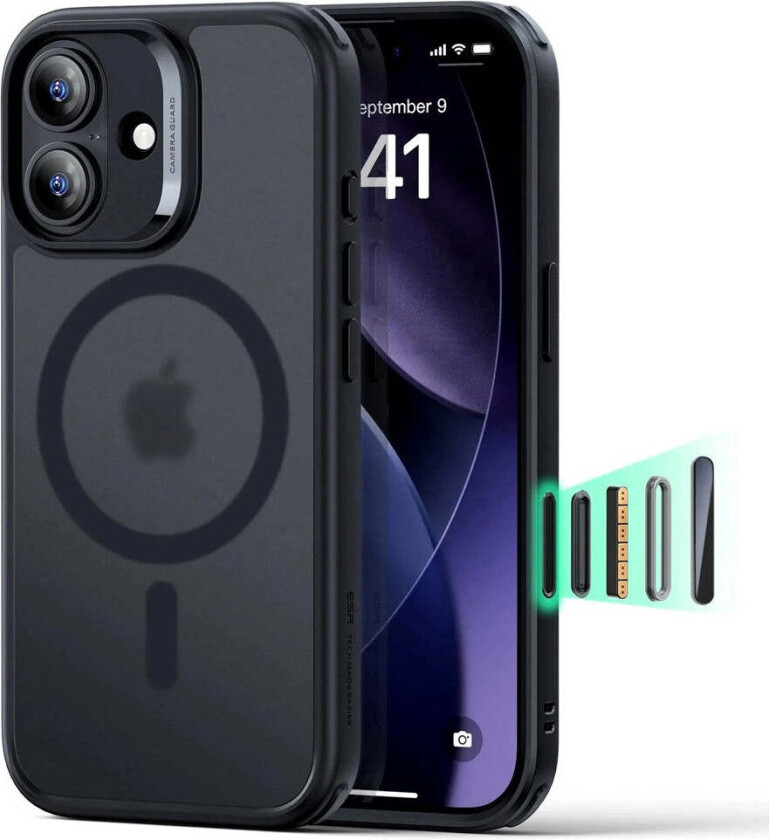 iPhone 17 Classic Hybrid Deksel med Kamerakontrollknapp – MagSafe Kompatibel – Matt Svart