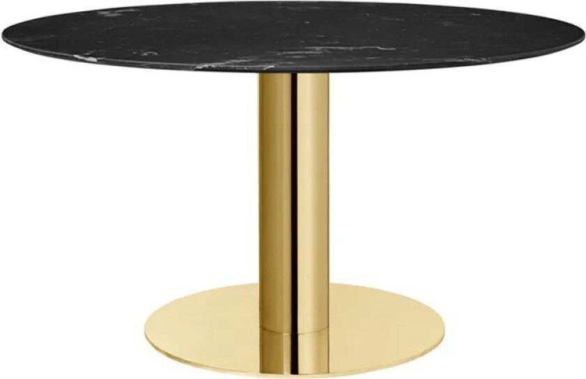 2.0 spisebord marble black, Ø 130, messingstativ