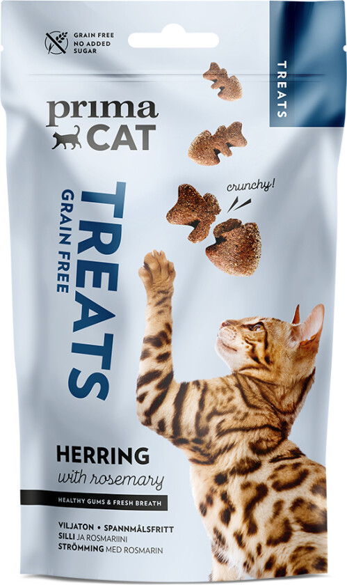 PrimaCat Crunchy Godbiter med sild Rosmarin Økonomipakke: 4 x 40 g