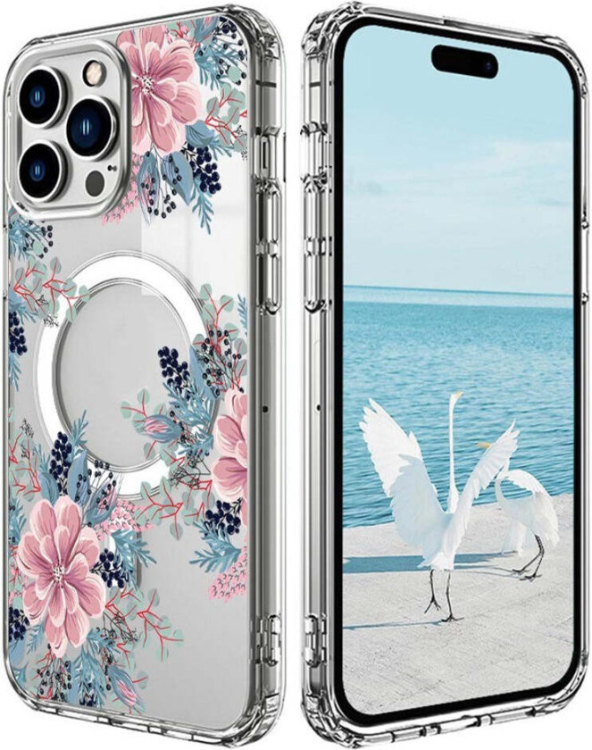 iPhone 16 Pro Hybrid Plast Deksel - MagSafe Kompatibel - Blomster