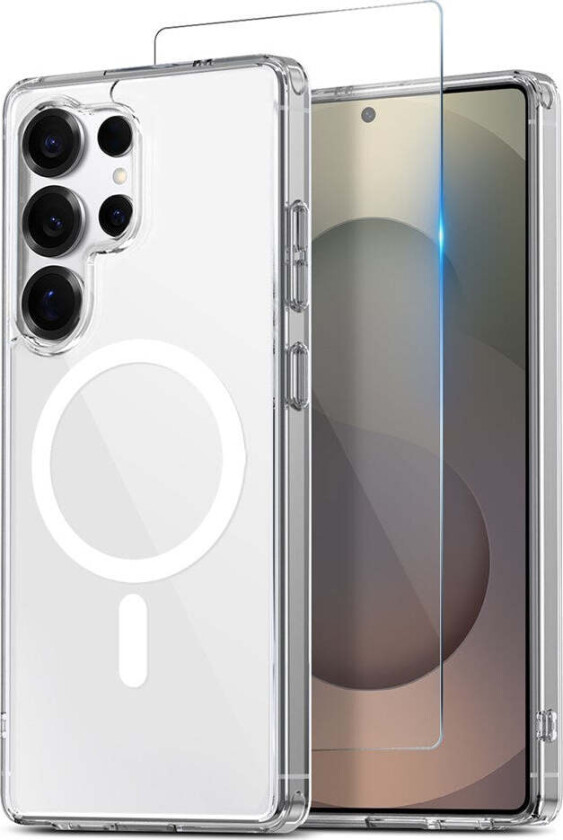 Samsung Galaxy S25 Ultra 360° Beskyttelsessett med Skjermbeskyttelse & Hybrid Deksel - MagSafe Kompatibel - Gjennomsiktig