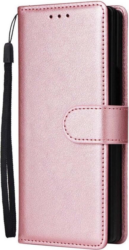 Samsung Galaxy Z Fold6 Kunstskinn Flip Deksel m. Kortholder & Stropp - Rosa