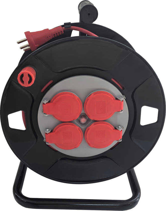 E-Line kabeltromle m/jord 4Ãudt. 230V/10A IP44 25m