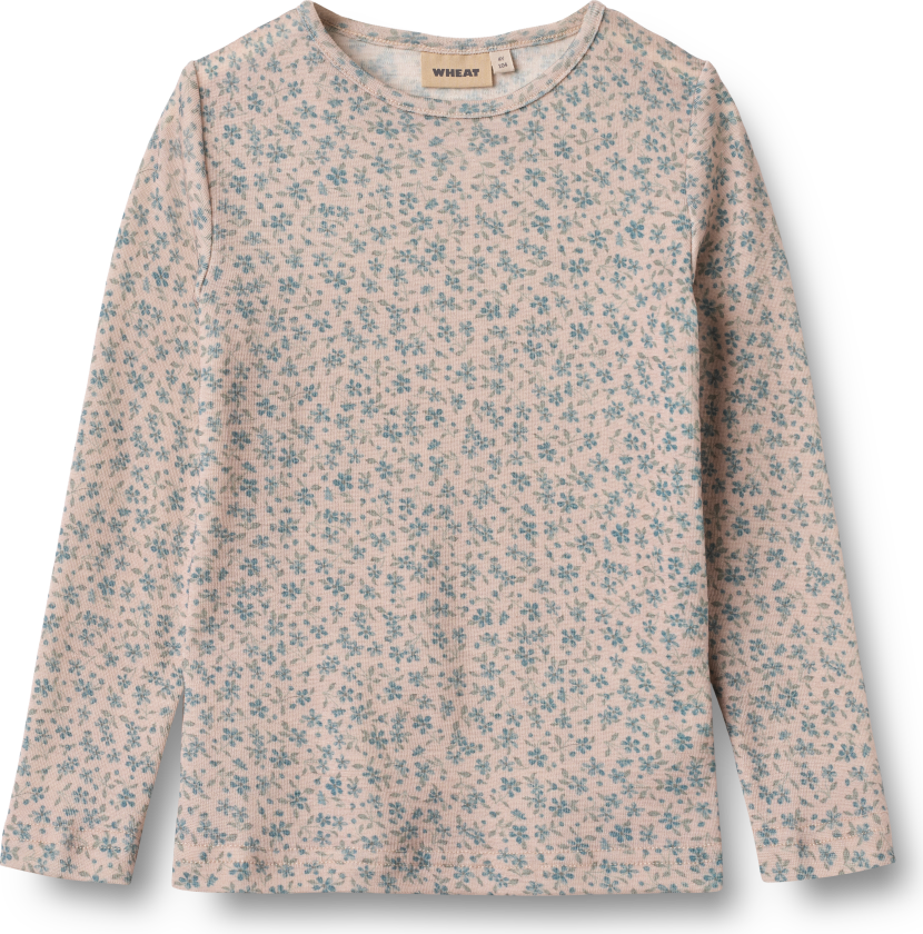 Alfie T-skjorte Med Lange Ermer I Ull Blue Flowers Blue Flowers 104 cm Rosa 104 cm kvinne