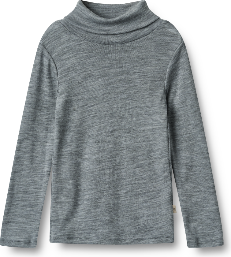 Aksel T-skjorte I Ull Med Rullekrage Melange Grey Melange Grey 110 cm Grå 110 cm Unisex