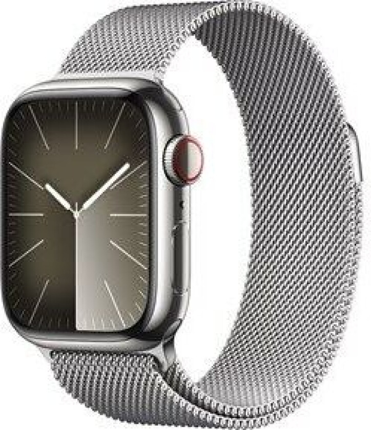 Watch Series 9 GPS + Cellular 41mm Silver Stainless Steel Case with Silver Milanese Loop