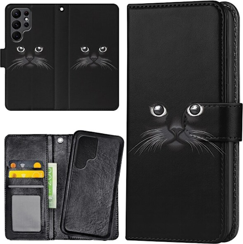 Samsung Galaxy S25 Ultra - Lommebok Deksel Svart Katt