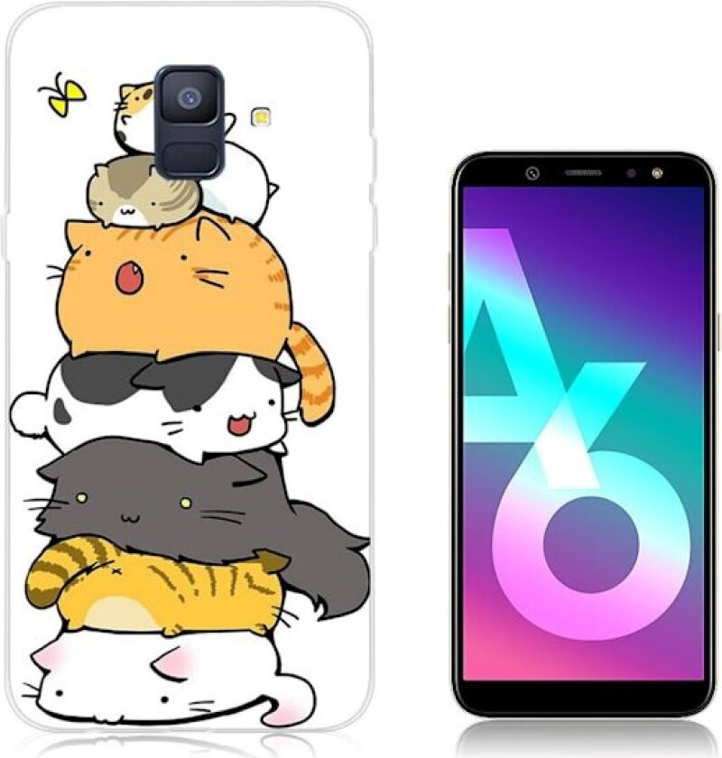 Samsung Galaxy A6 IMD beskyttelses deksel av TPU med printet mønster - nusselige katter