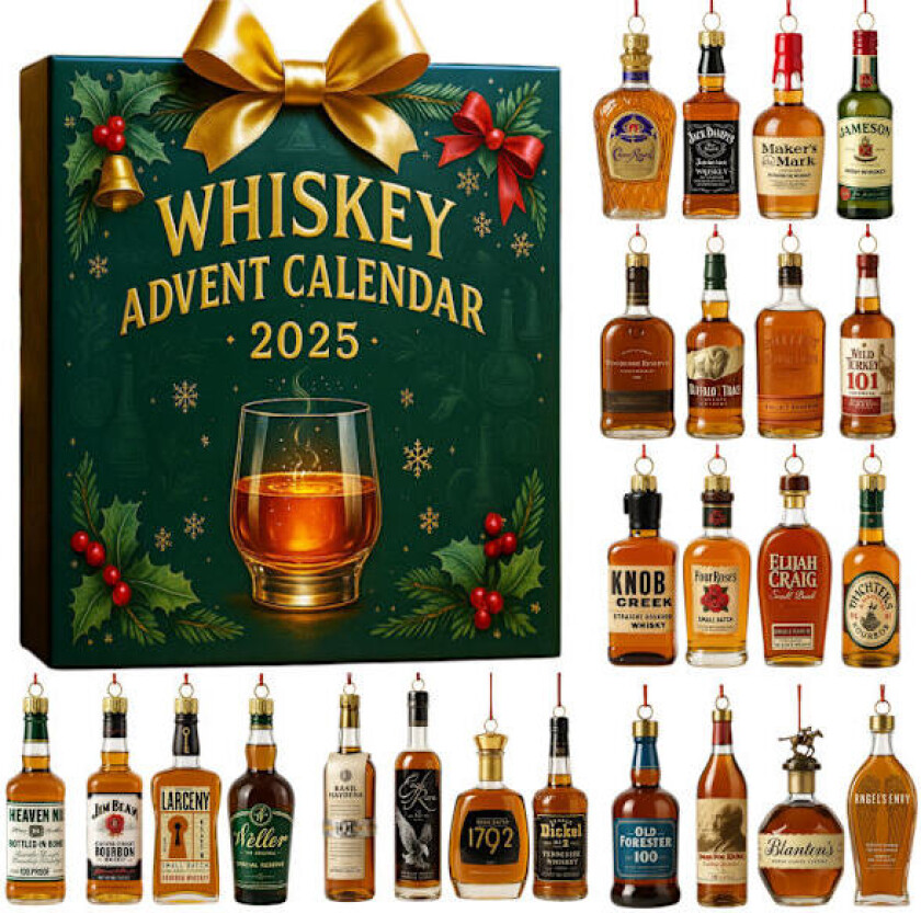 2025 Whiskykjenner adventskalender Jul Whiskyelskerens adventskalender Jul Flat hengende juletrepynt Julegaver for Whiskykjennere