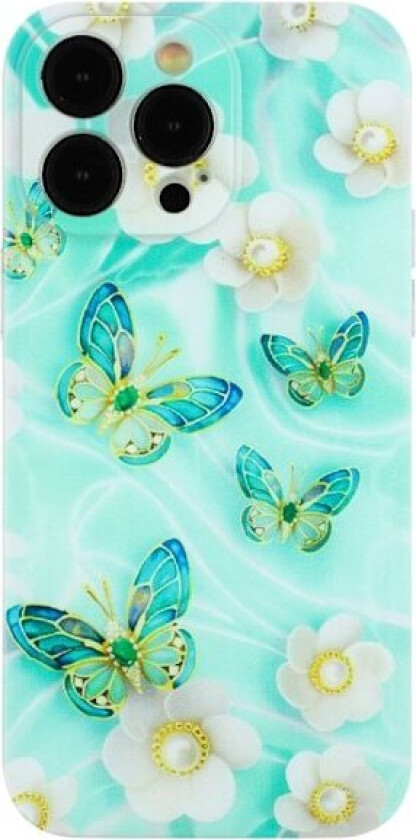 Deco iPhone 14 Pro deksel - Sommerfugl Og Blomst